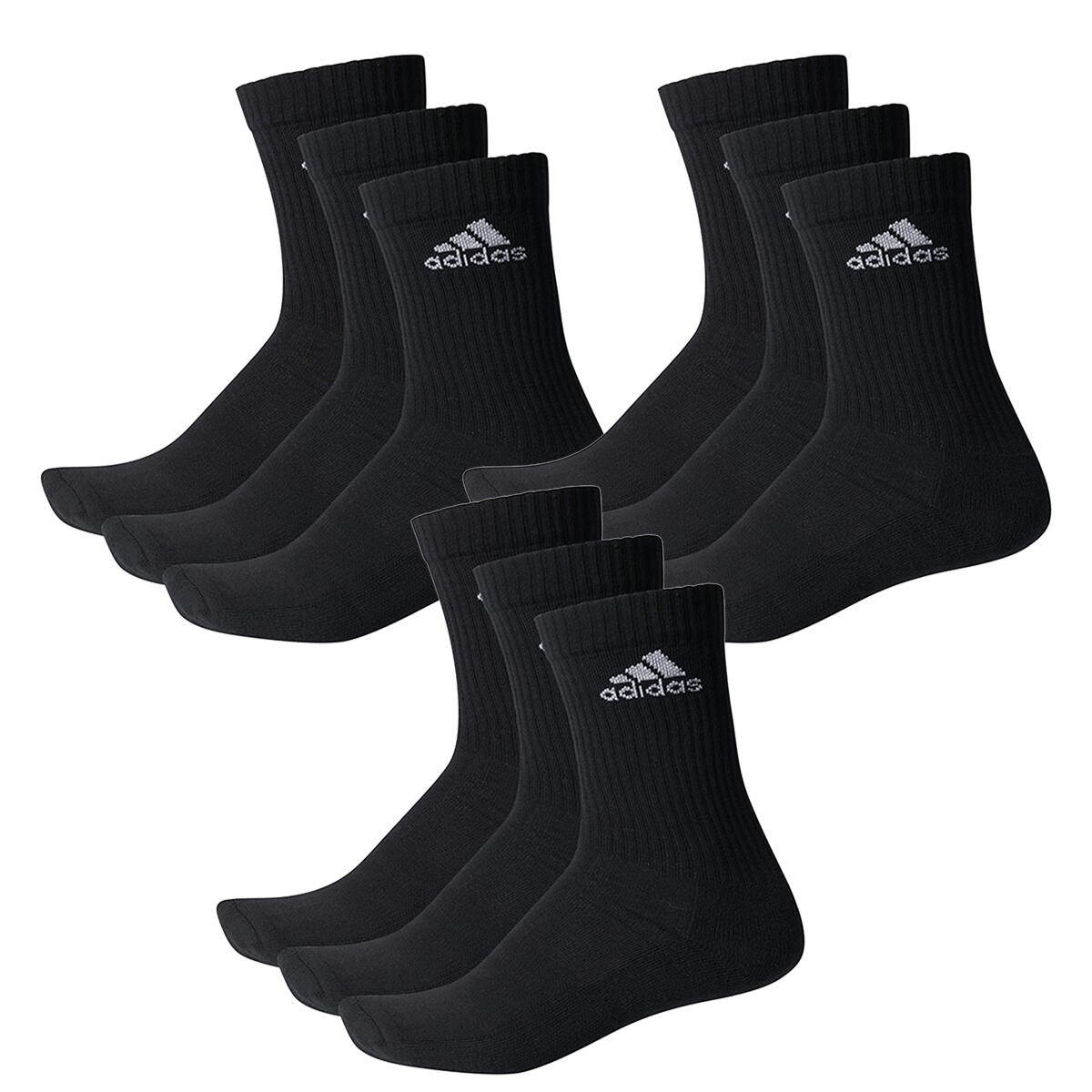 ADIDAS 9 PACK adidas CUSHIONED CREW Tennissocken Sportsocken Damen Herren Unisex 9 Paar