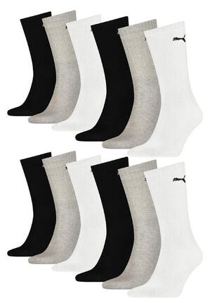 12er PACK Puma Unisex Crew Tennissocken Sportsocken Socken für Damen Herren