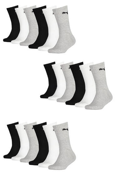 18er PACK Puma JUNIOR CREW Kinder Tennis Socken für Mädchen und Jungen