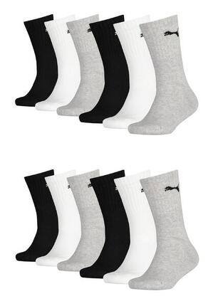 12er PACK Puma JUNIOR CREW Kinder Tennis Socken für Mädchen und Jungen