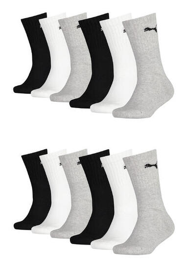 12er PACK Puma JUNIOR CREW Kinder Tennis Socken für Mädchen und Jungen