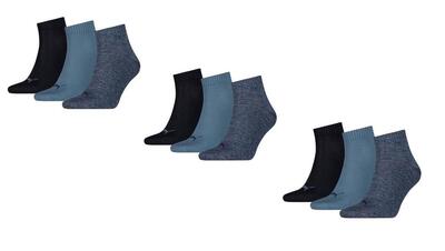 9 Paar Puma Unisex Quarter Socken Sneaker Gr. 35 - 49 für Damen Herren Füßlinge