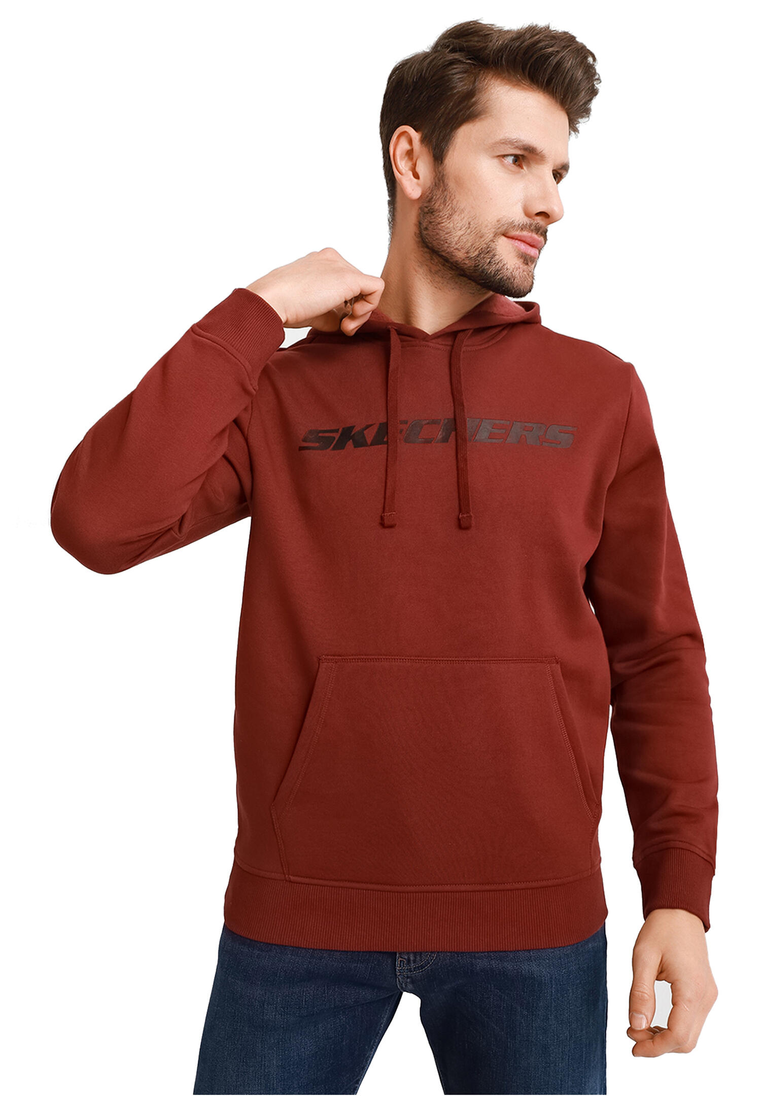 Skechers Apparel Heritage Pullover Hoodie Herren Kapuzensweatshirt MHD12 DKBR 1/2