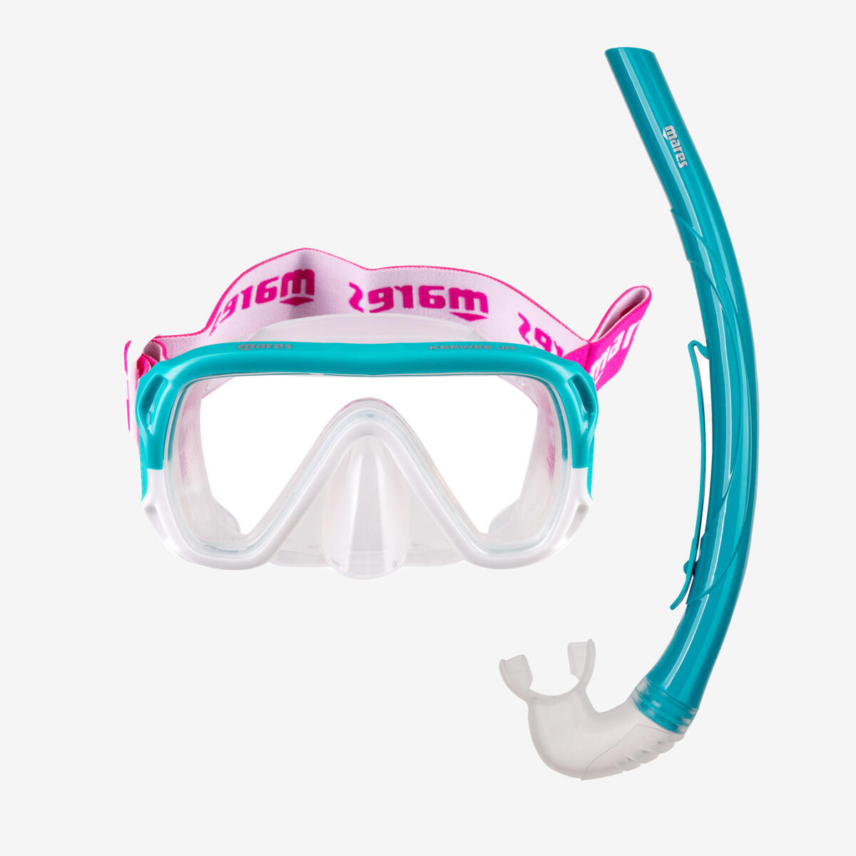 MARES Kit Buceo Máscara Tubo Snorkel Mares Combo Keewee Jr Niños Turquesa