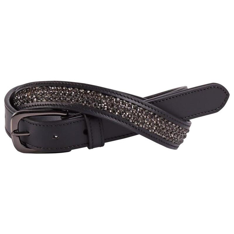 Harry's Horse Riem Leder Crystal -Zwart Gunmetal