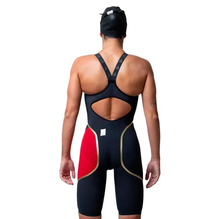 Combinaison dos nu Akron Venom Hero pour femme - Bleu foncé / Rouge - Taille 18 2/5