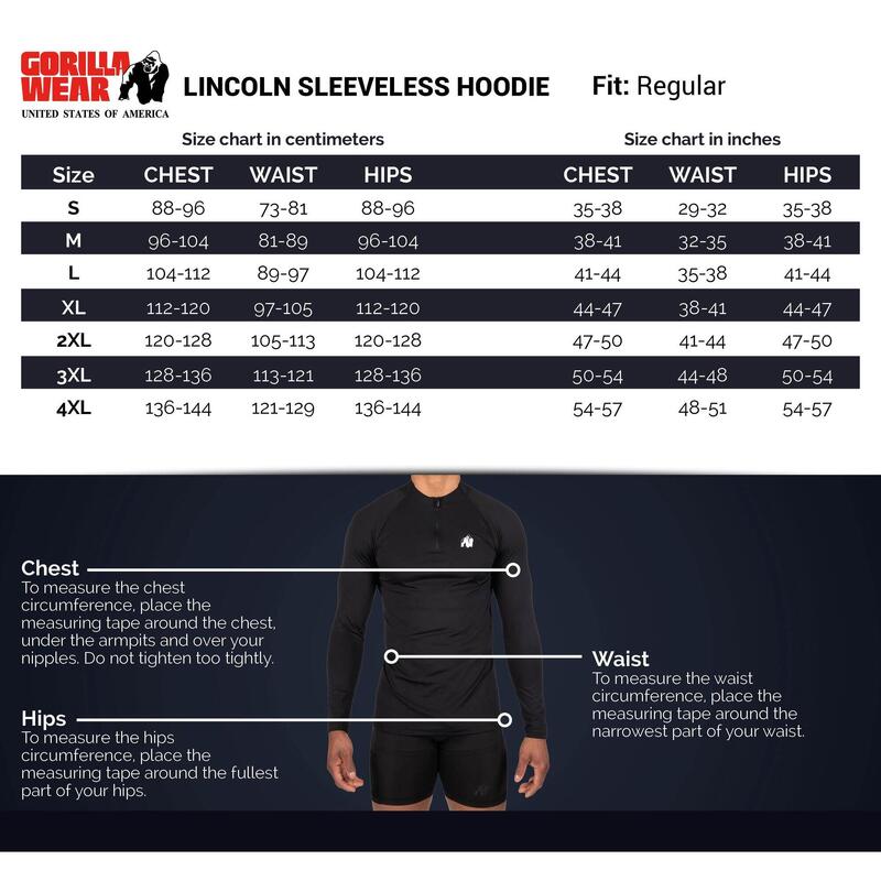 Lincoln Sleeveless Hoodie - Black - S