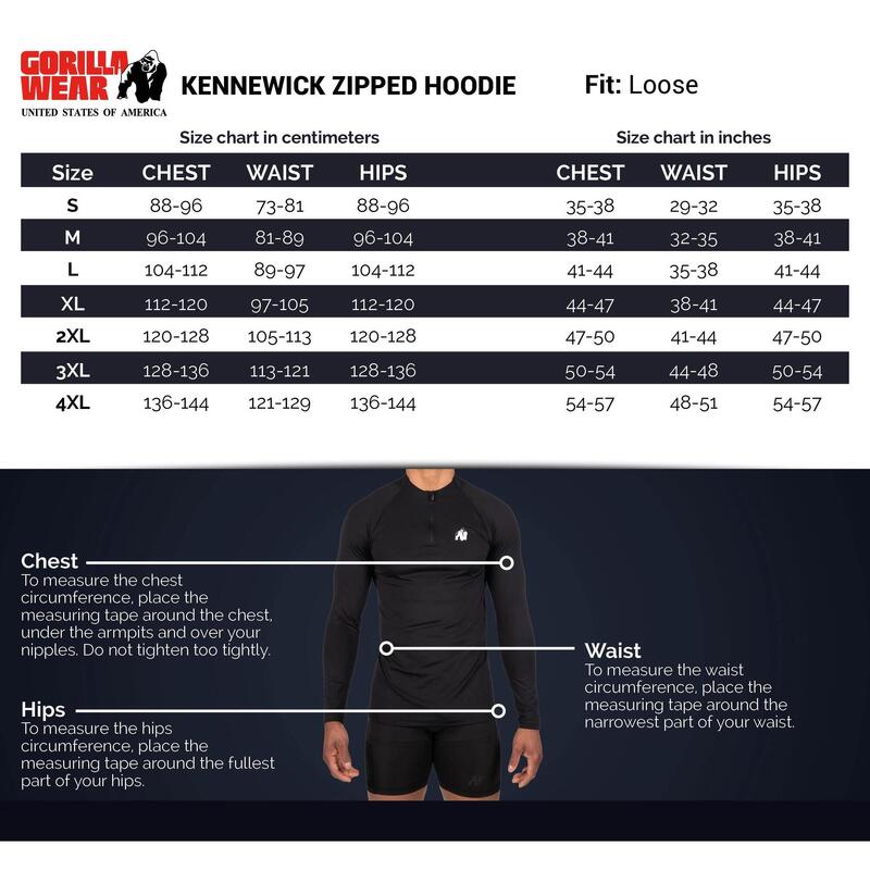 Kennewick Zipped Hoodie - Black - S