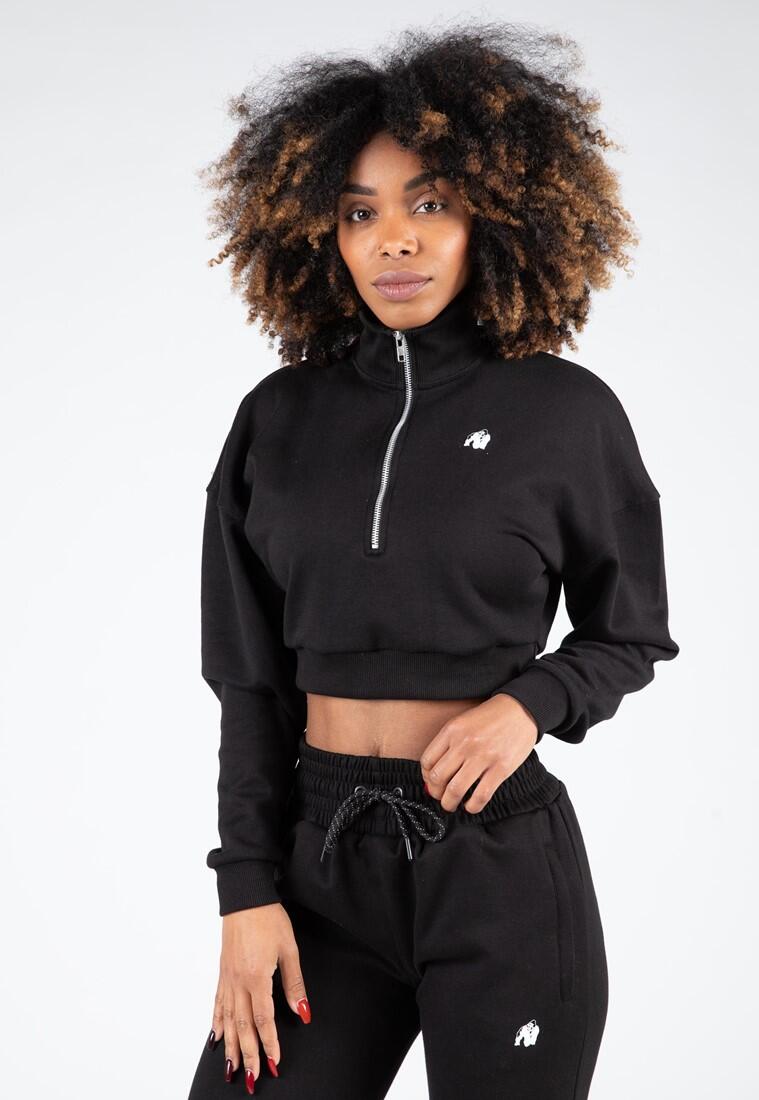 GORILLA WEAR Ocala Cropped Felpa con mezza zip - Nero