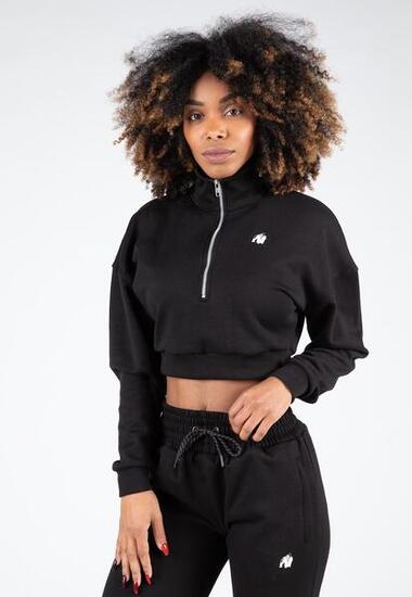 Ocala Cropped Half-Zip Sweatshirt - Zwart