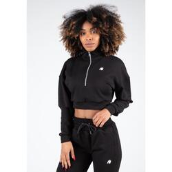 Ocala Cropped Sweat-shirt à demi-zip - Noir - XS