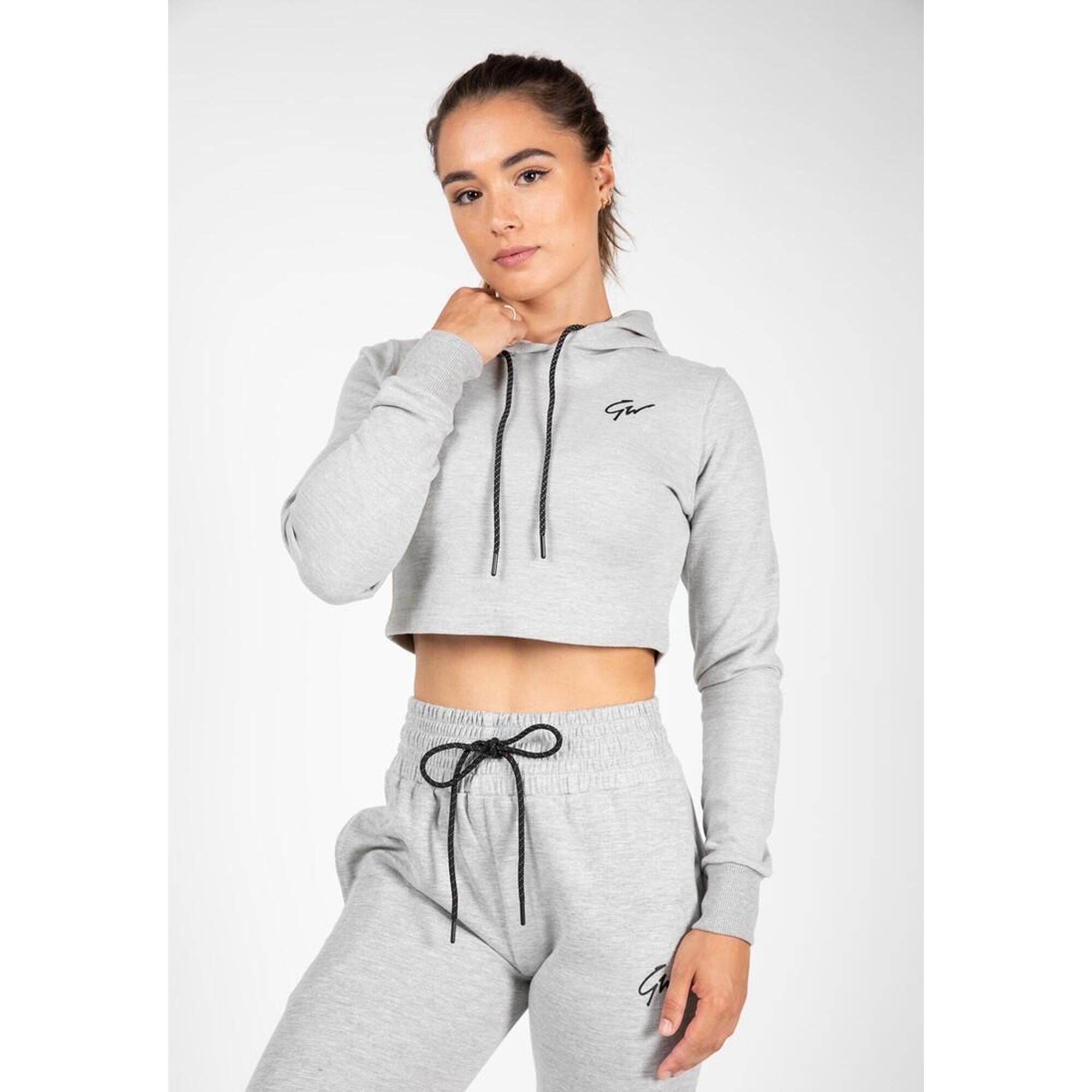 Pixley Crop Top Hoodie - Gray