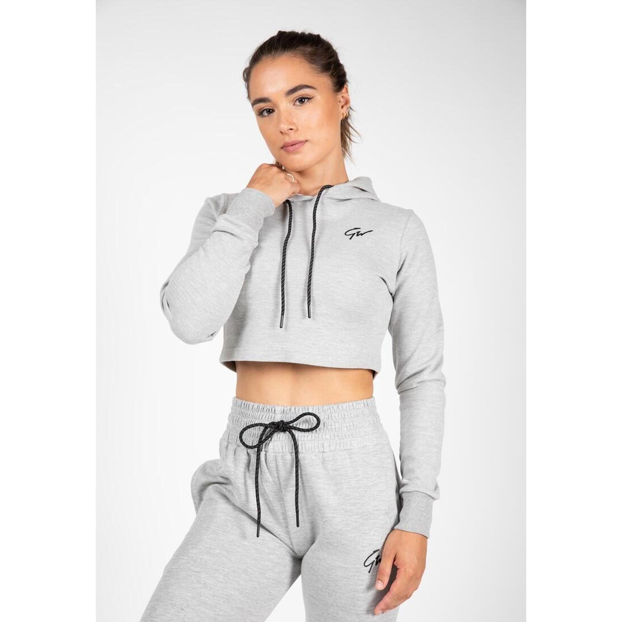 Pixley Crop Top Bluza z kapturem - Szary