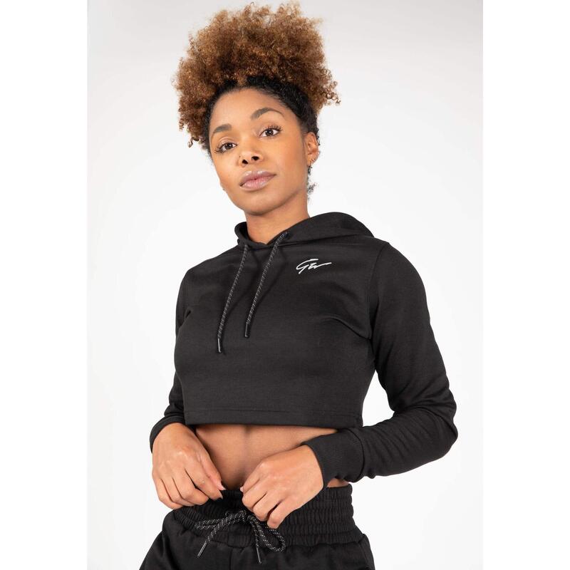 Pixley Crop Top Hoodie - Black - XS