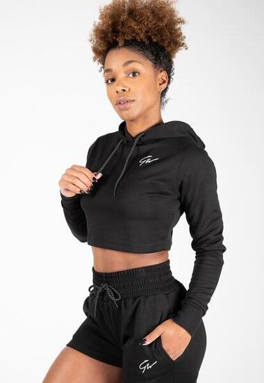 Pixley Crop Top Hoodie - Zwart