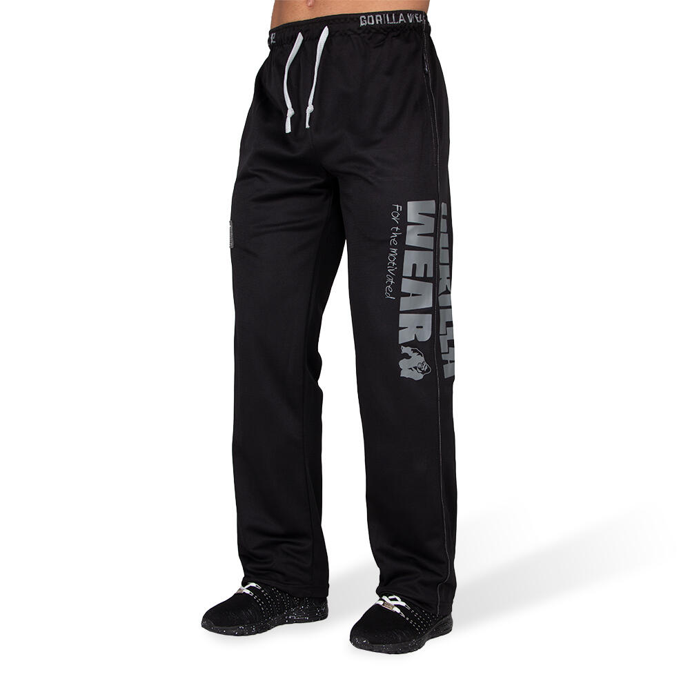 Pantalón Chándal Fitness Largo Poliéster Hombre GORILLA WEAR Logo Negro 1/6