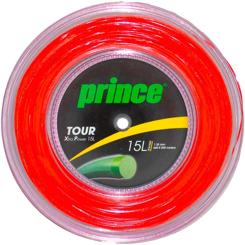 Bobina cordaje de tenis monofilamento TOUR XP 15 Prince rojo 200 m