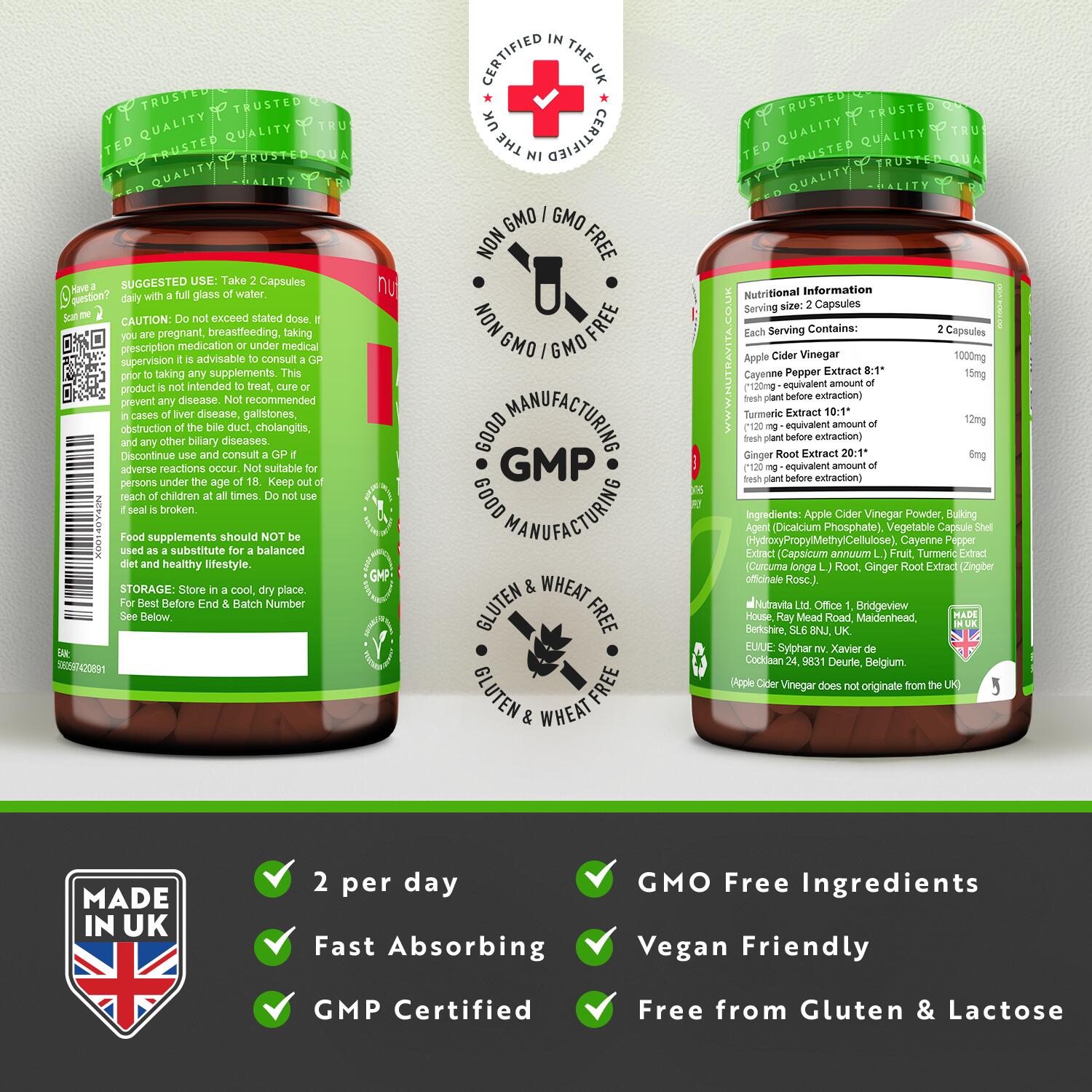 NUTRAVITA Apple Cider Vinegar with Pepper, Turmeric and Ginger