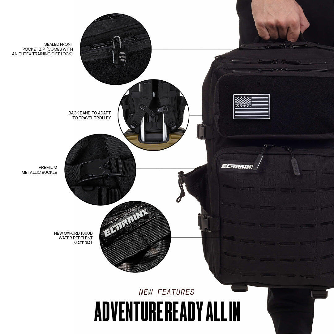 Militaire tactische rugzak ELITRAINX V2 Zwart 45L voor sport en reizen 2/8