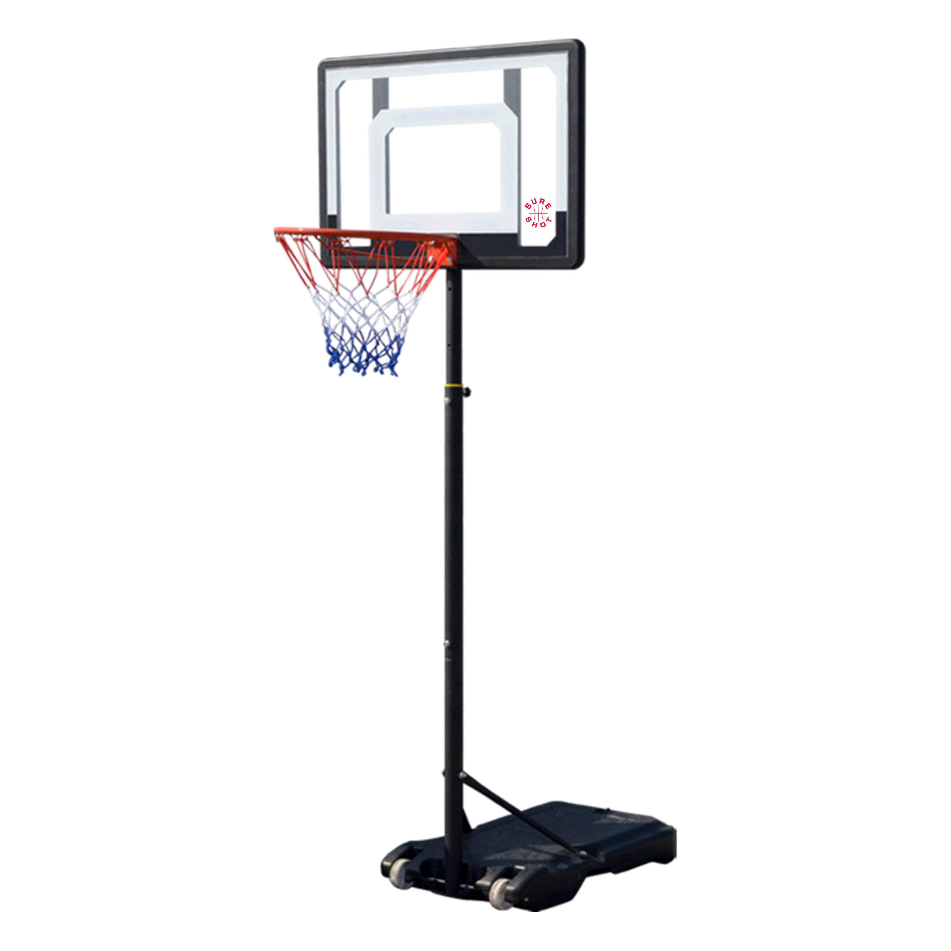 Beyondfashion Portable Kids Basketball Stand Backboard Hoop Net Set Adjustable 1.7m-2.16m Wheels Youth Kids 