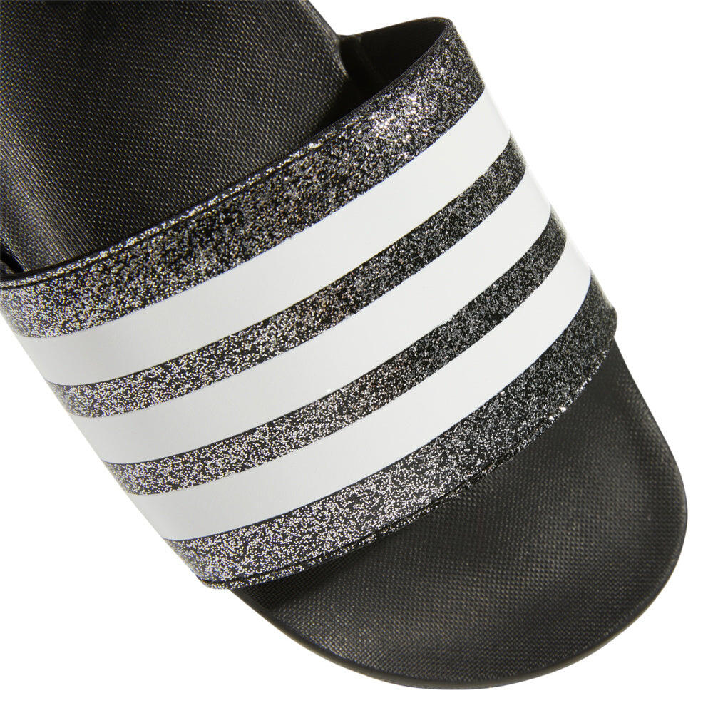 Grey Adidas Adilette Glitter Adidas Kids 3-Stripe Glitter Adilette