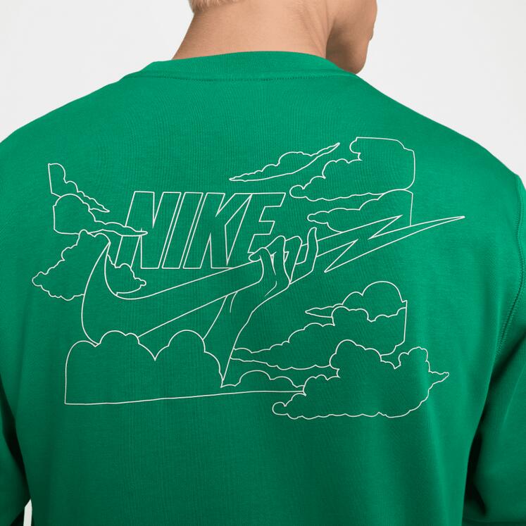 Felpa uomo nike club ft crew bolt - verde 5/6