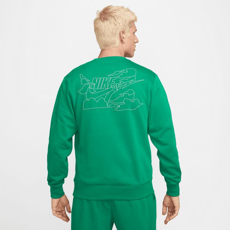 Felpa uomo nike club ft crew bolt - verde 2/6