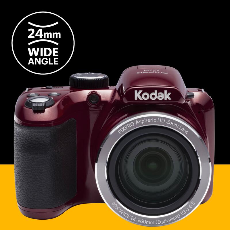 KODAK Pixpro AZ401 - Appareil Photo Bridge 16 MP, Grand Angle 24 mm, Rouge