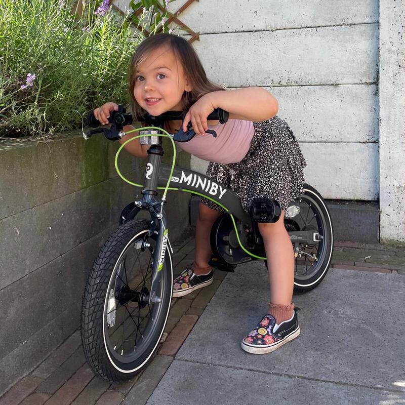 Qplay Miniby Vélo Enfant 14 pouces - 3 en 1 - draisienne - Gris