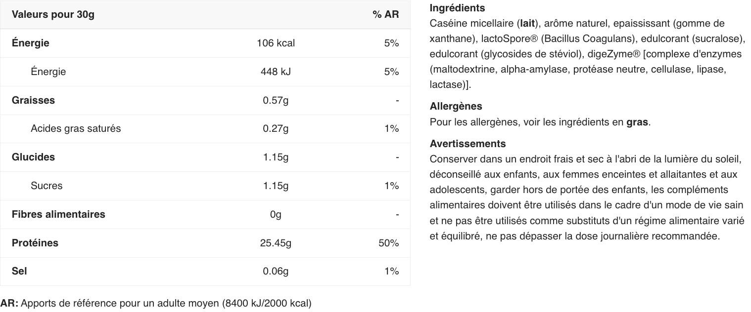 Caséine - 100% Casein Protein - Crème à la Vanille 2/3