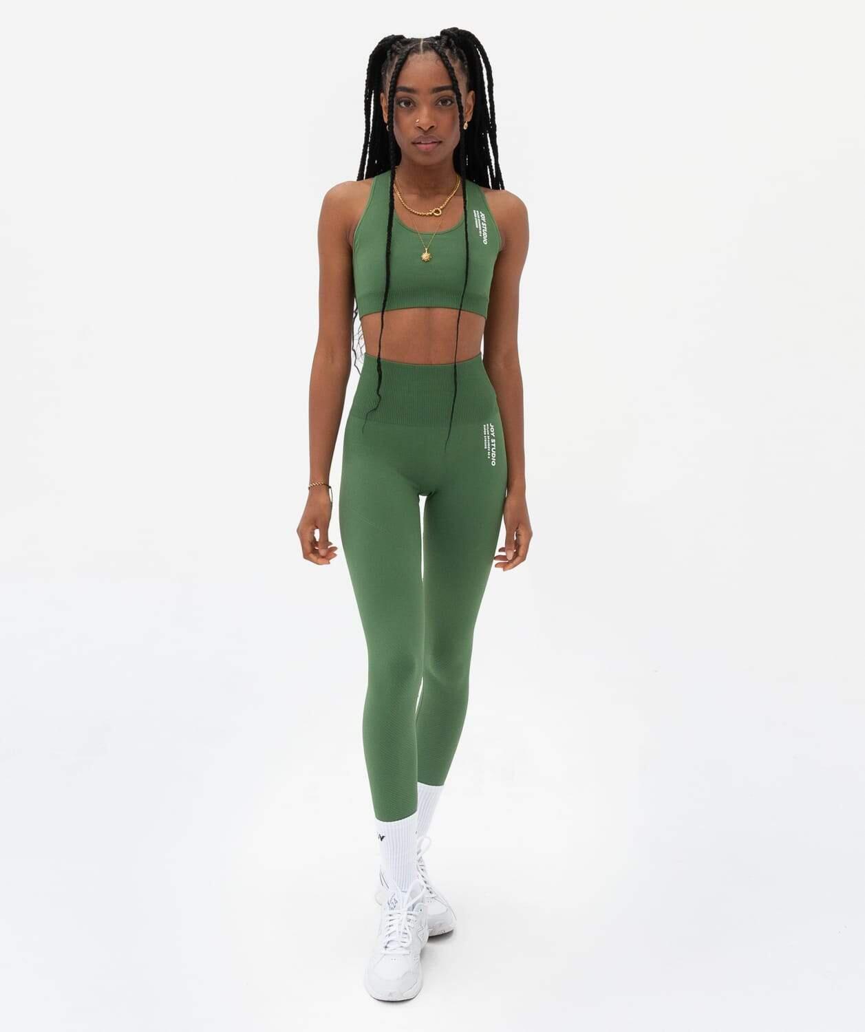 Leggings Donna Fitness vita alta seamless Super Strong - Verde 2/5