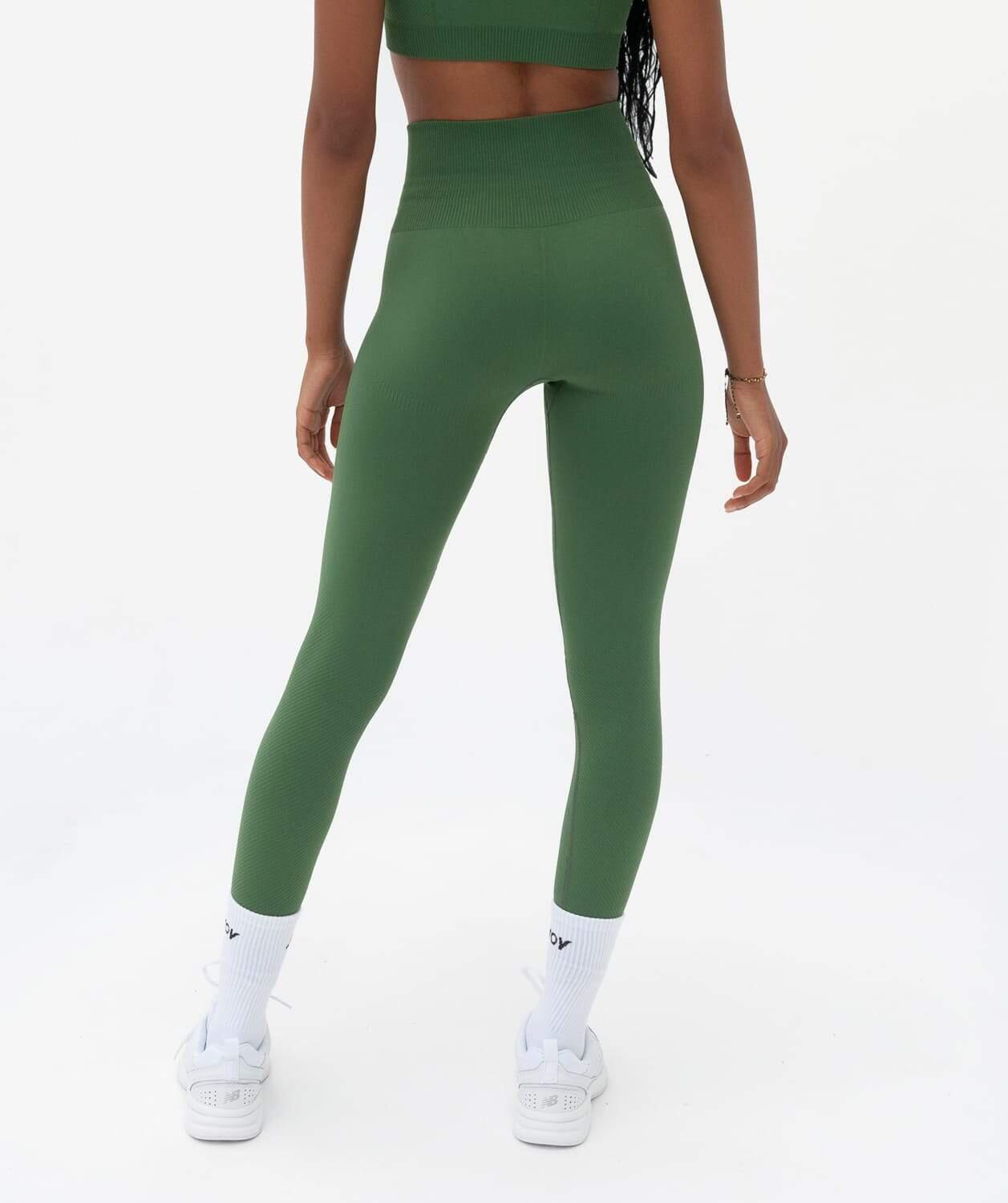 Leggings Donna Fitness vita alta seamless Super Strong - Verde 5/5