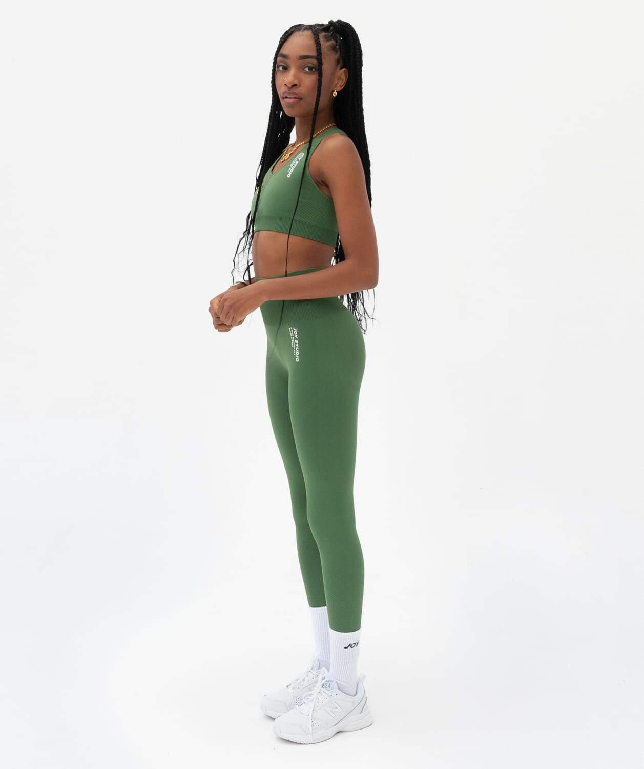 Leggings Donna Fitness vita alta seamless Super Strong - Verde 3/5
