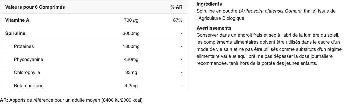 Spiruline - Spiruline Bio - 500 Comprimés 2/4