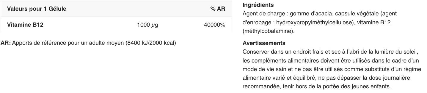 Vitamine B12 - Vitamine B12 Naturelle - 120 Gélules 2/2