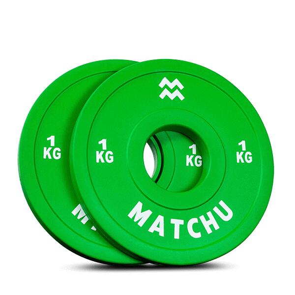 MATCHU SPORTS Mini Hantelscheiben 2er Set - 1 kg ø 50mm - Bumper Plates - Fractional Plates