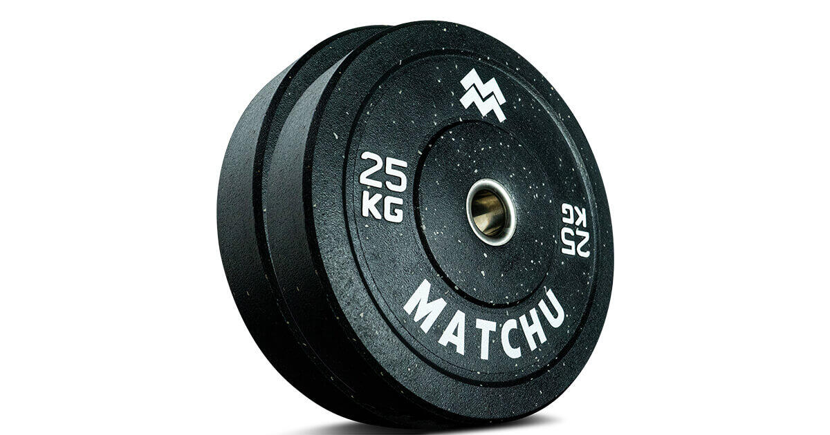 MATCHU SPORTS Dischi Bumper - Gomma Dura - Disco Palestra - Nero - 50mm - Coppia, 5–25 kg