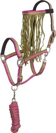 Ensemble licol nylon et longe d'attache pour cheval avec frontal anti-mouches Im