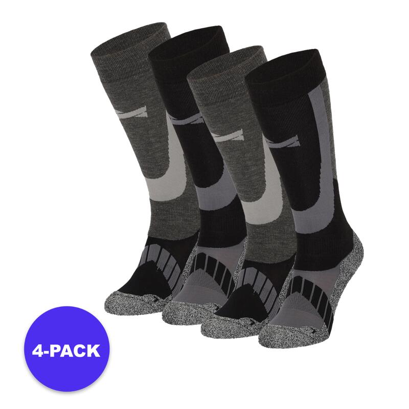 Xtreme - Chaussettes de ski unisexes - Paquet de 4 - Noir