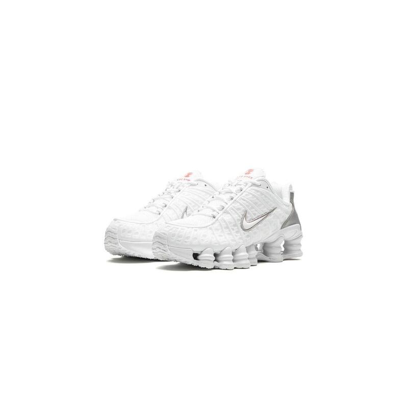 chaussures Nike Shox TL White Metallic Silver Orange