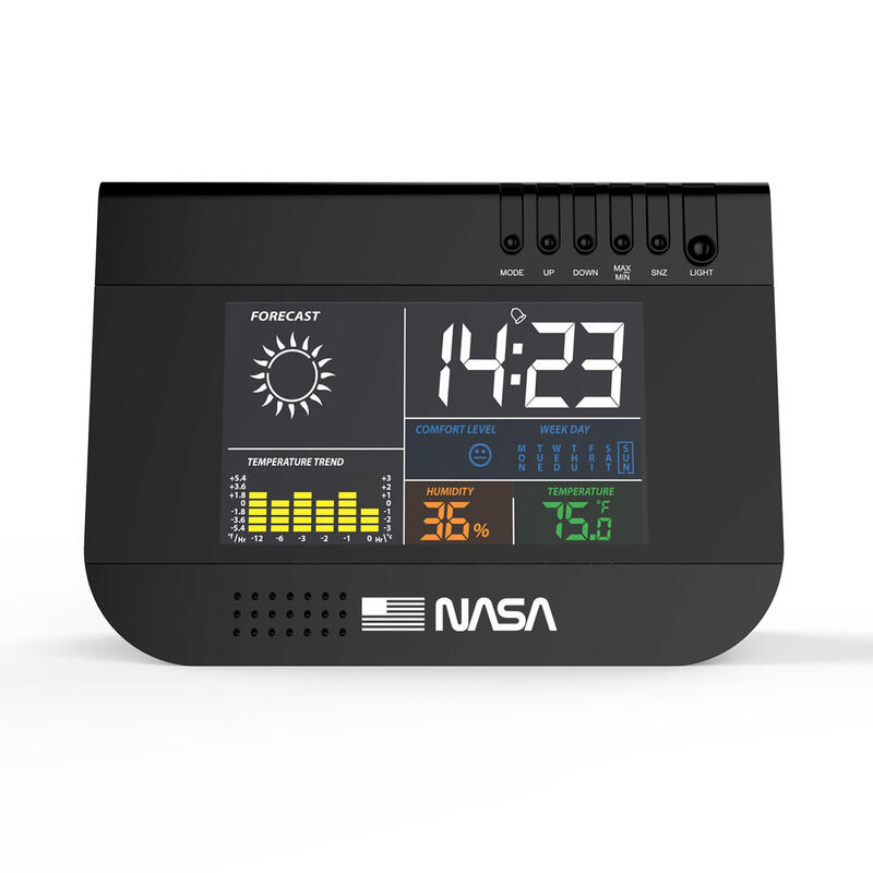 NASA WS100 Weerstation - LCD 3,3", AA-batterijen, Kalender/Klok/Alarm, Zwart