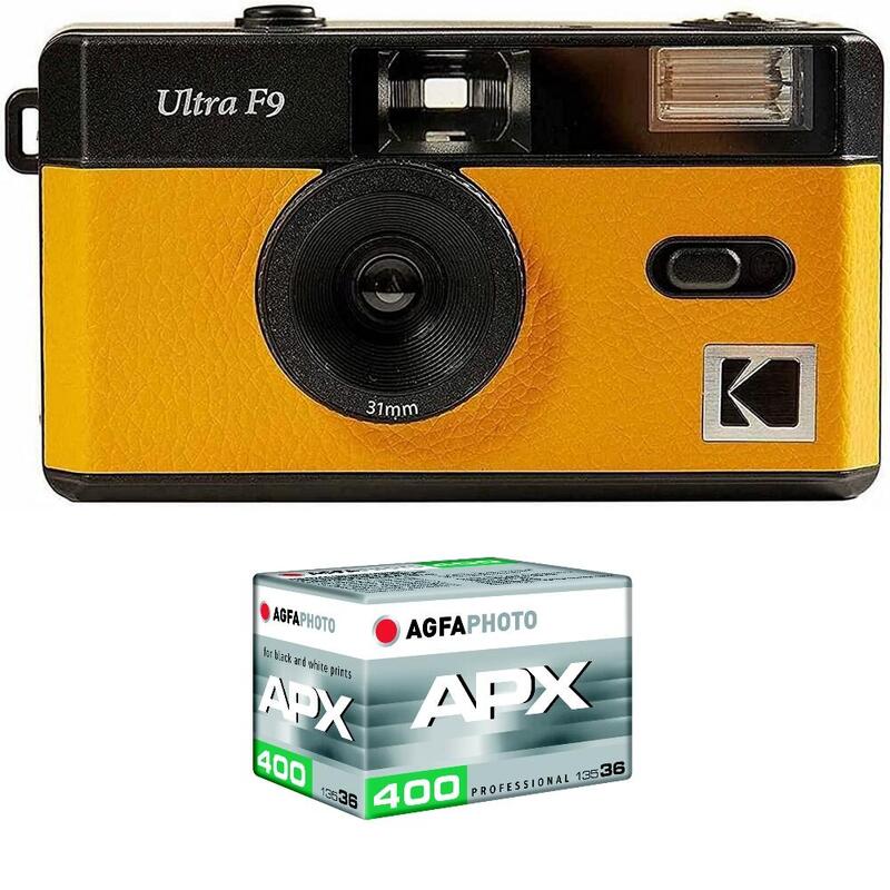 KODAK F9 Film Pack + 400 ASA Film, Gele 35mm Camera met Groothoeklens