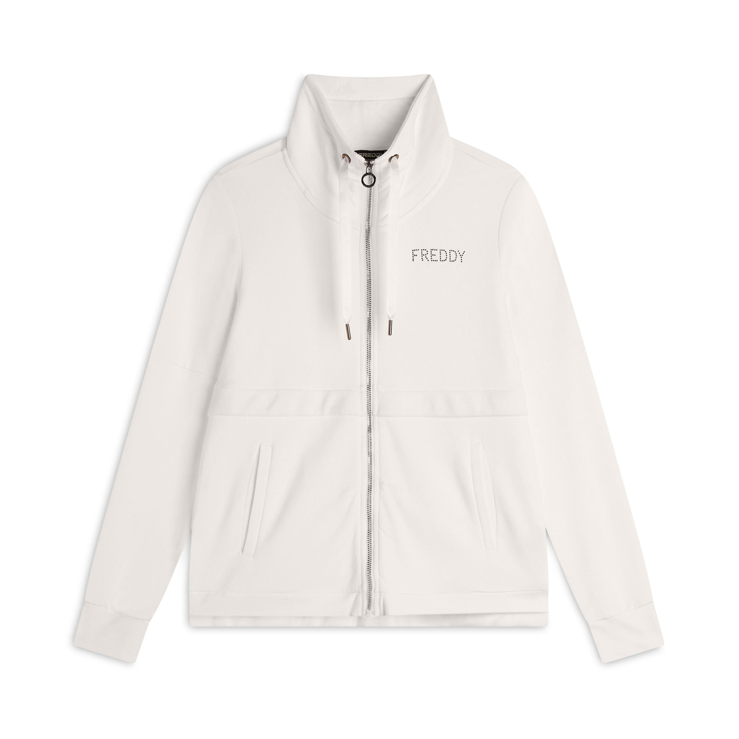 Freddy - Sweat-shirt Zippé Pour Femmes, Avec Col Montant Avec Bande En Velours - Sweat Zippé - Beige|blanc|kaki - 38 S - Decathlon