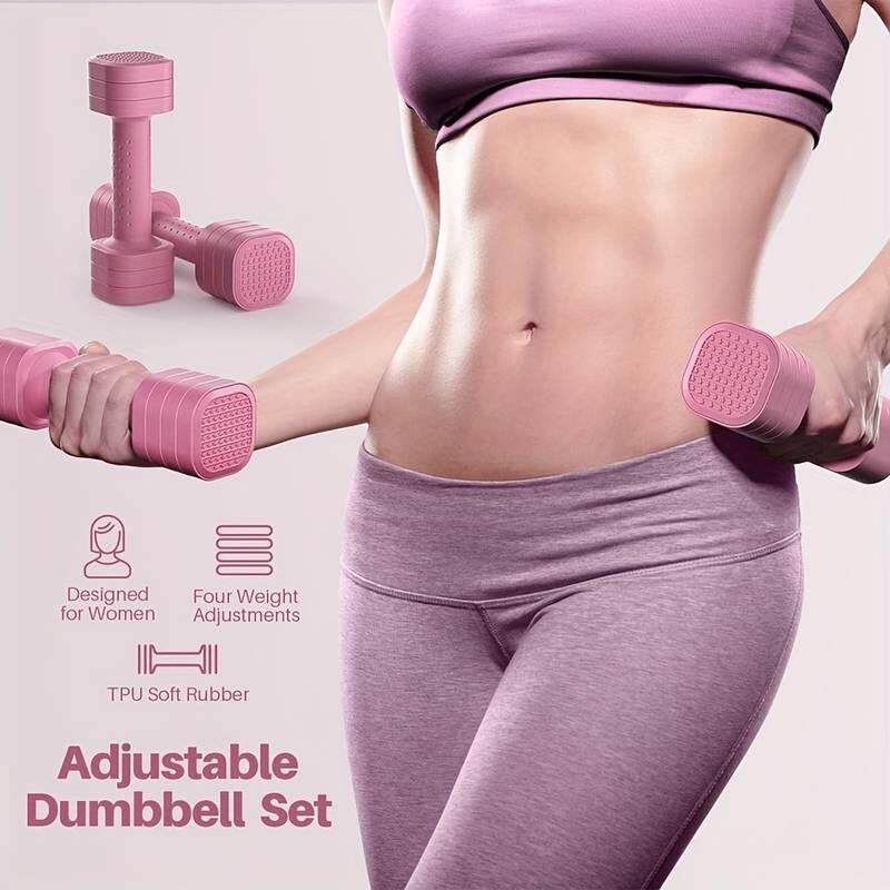 Set gantere reglabile, aerobic, roz