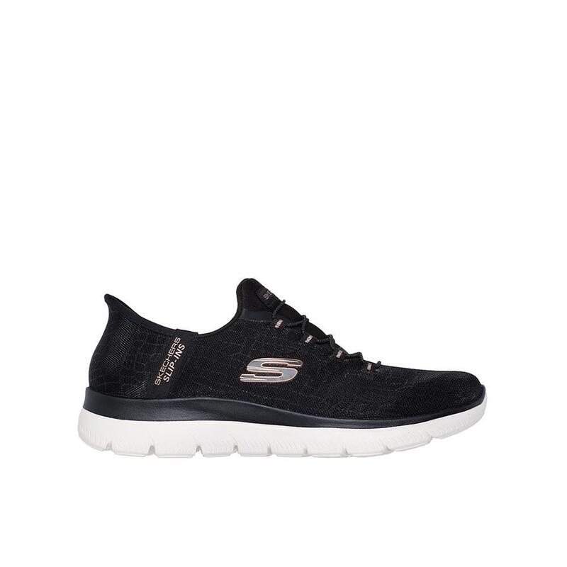 Zapatillas Deportivas Caminar Mujer Skechers 150128_BKRG Negras con Elásticos