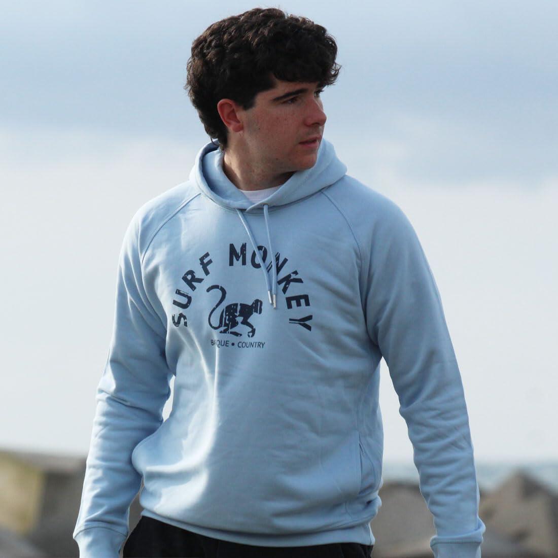 Sweat en Coton Bio - Logo Courbé - Capuche / Adulte (Bleu) 2/3