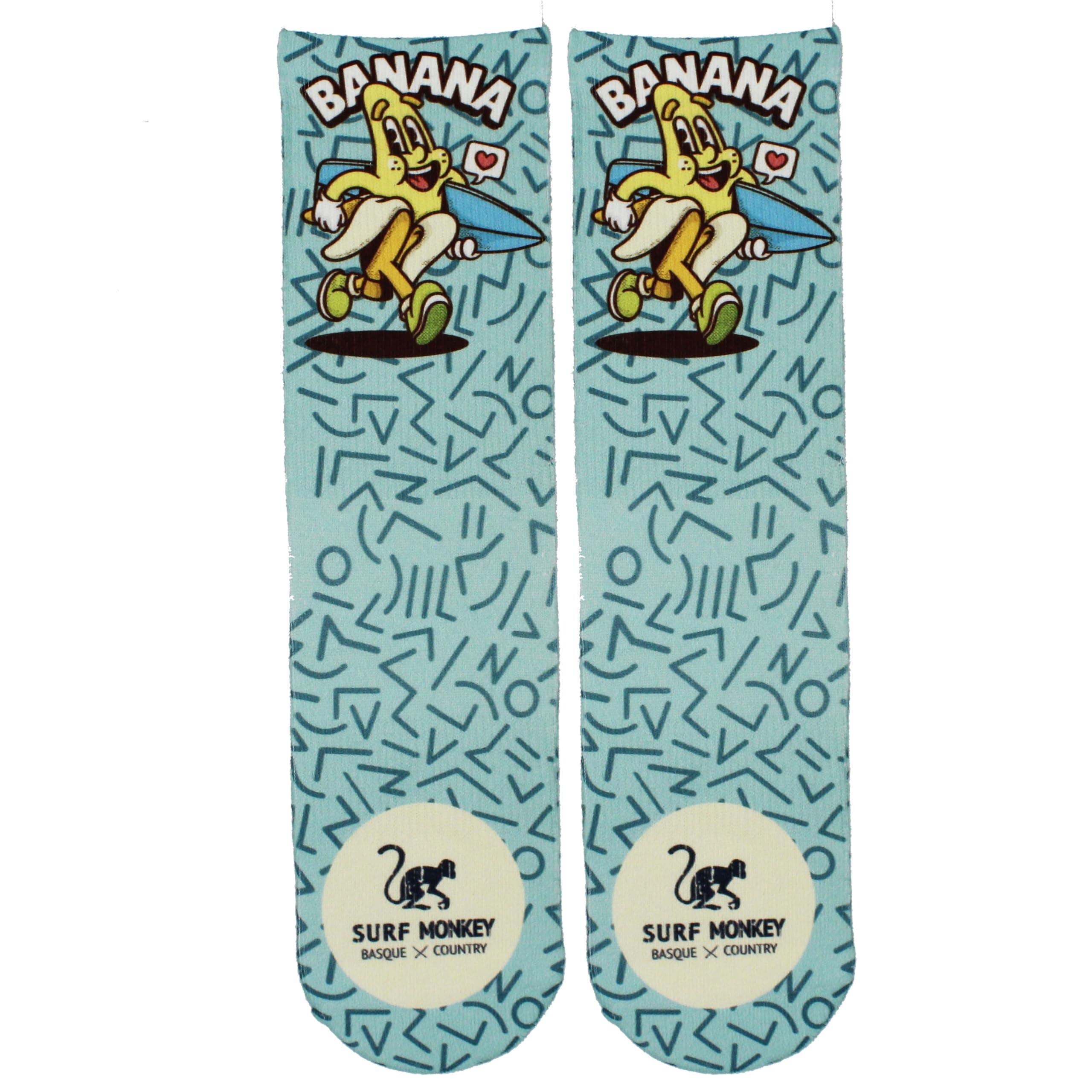 Surf Monkey - Chaussettes / Homme-femme / Mi-mollet (banane) - Chaussettes - Bleu - 44 L - Decathlon