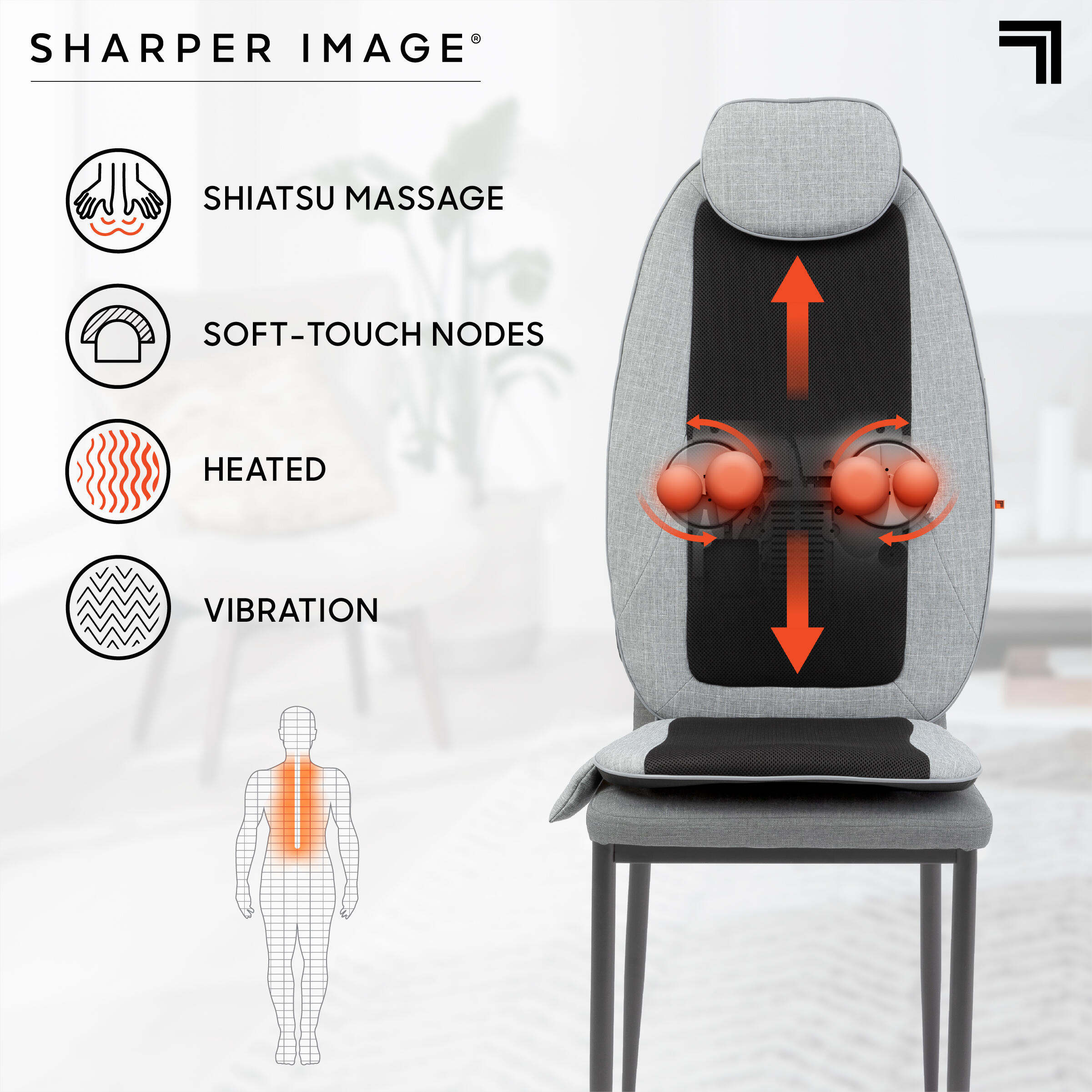 Shiatsu Sitzauflage mit 4-Punkt-Massage, Wrme- und Vibrationsfunktion