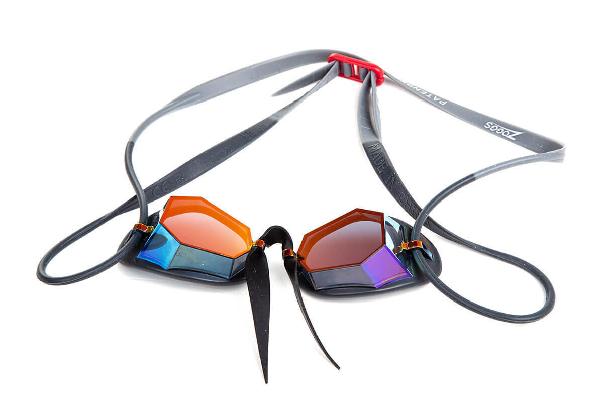 ZOGGS Diamond Titanium Schwimmbrille, Titanlinsen, schwarz orange, Einheitsgröße 3/3