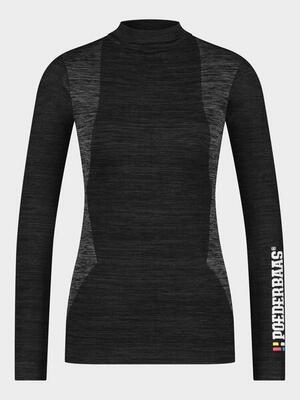Poederbaas thermoshirt dames technical longsleeve zwart